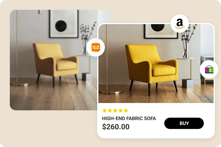 Enhance a yellow chair image for e-commerce websites