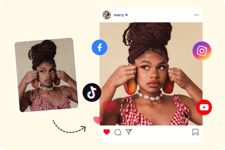 Enhance a girl’s image and share it on Instagram and other platforms