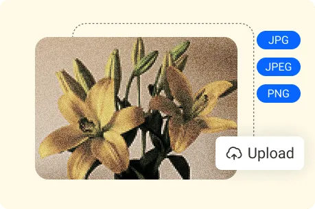 Upload a blurry yellow flower image to PhotoGrid’s AI Image Enhancer
